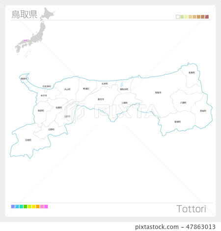 Map of Tottori prefecture (municipalities and division) Map of Tottori prefecture (municipalities and division) 47863013