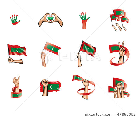 Maldives Flag And Hand On White Background Stock Illustration 47863092 Pixta