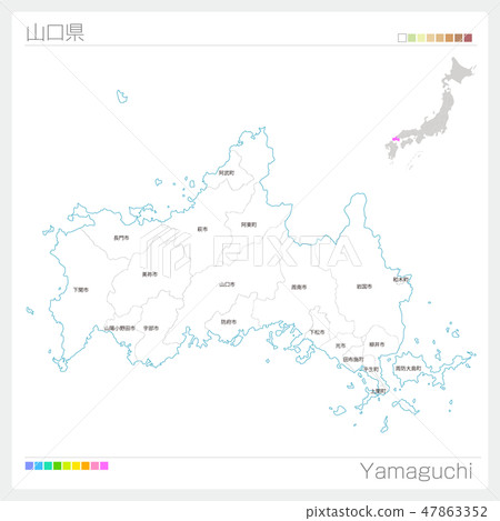 Map of Yamaguchi Prefecture (municipalities and division) 47863352