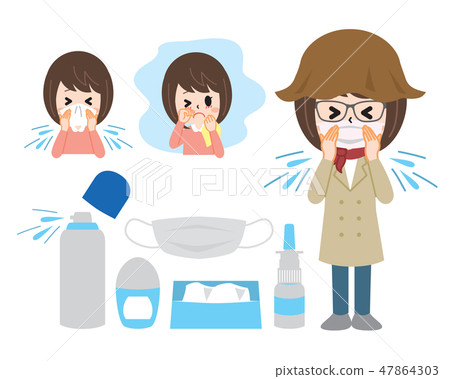 花粉過敏商品和女性 47864303