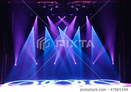 Free stage with lights, lighting devices. Night show. 47865349