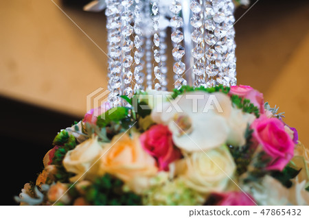Wedding details - tasty wedding cake dessert with decoration Wedding details - tasty wedding cake dessert with decoration 47865432