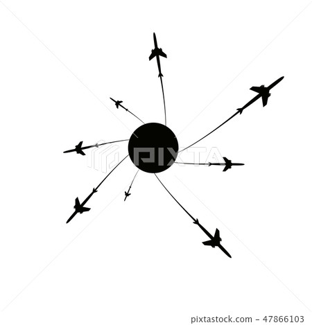 The planes flies on the line. Tourism and travel. The waypoint is intended for a tourist trip. and 47866103