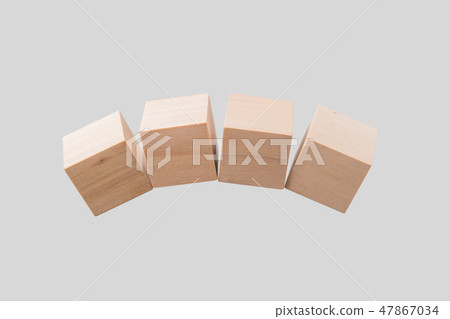 Abstract floating wooden cube on white background 47867034