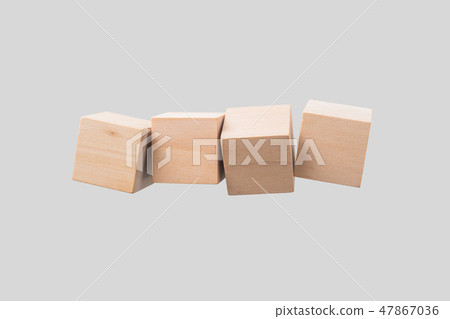 Abstract floating wooden cube on white background 47867036