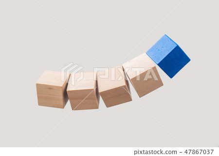 Abstract floating wooden dice on white background 47867037