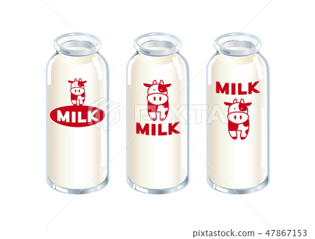 Milk bottle _ MILK_ Illustrated red (yellowish white) 47867153