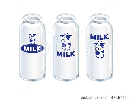 Milk bottle _ MILK_ Illustrated blue (white) Milk bottle _ MILK_ Illustrated blue (white) 47867161