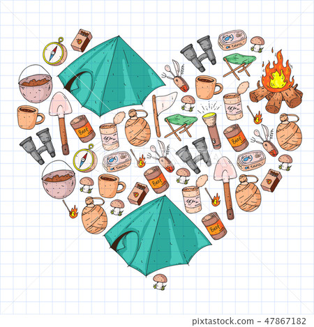 Camping vector illustration. Travel outdoor adventure 47867182