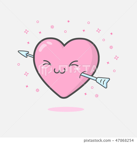 Cute and kawaii heart mascot charactor. 47868254