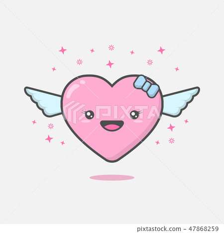 Cute and kawaii heart mascot charactor 47868259