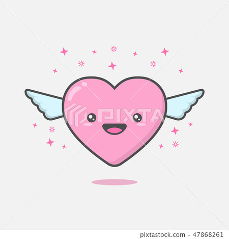 Cute and kawaii heart mascot charactor Cute and kawaii heart mascot charactor 47868261