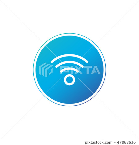 WIFI simple icon in blue circle. wireless internet WIFI simple icon in blue circle. wireless internet 47868630