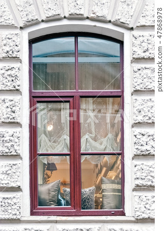 Window on the gray wall. Window on the gray wall. 47868978