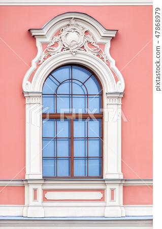 Window on pink wall. Window on pink wall. 47868979