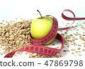 green apple, tailor meter and oatmeal 47869798