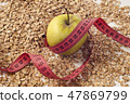 green apple, tailor meter and oatmeal 47869799
