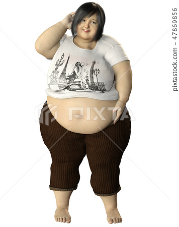 Short Hair Women Who Are Pointed Out Overweight Stock