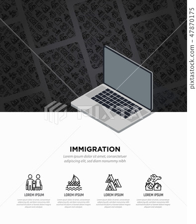 Immigration concept with thin line icons Immigration concept with thin line icons 47870175