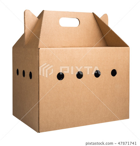 Cardboard pet carrier box isolated on white background Cardboard pet carrier box isolated on white background 47871741
