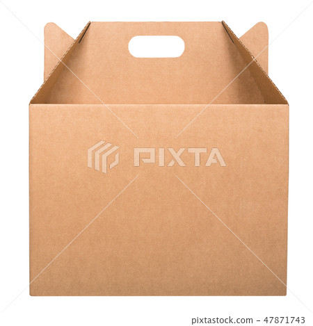 Cardboard box with handle isolated on white background Cardboard box with handle isolated on white background 47871743