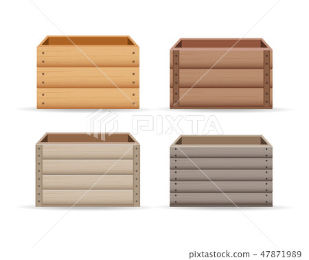 Realistic wooden box for vegetables keeping and fruits. Isolated on white background. Box for Realistic wooden box for vegetables keeping and fruits. Isolated on white background. Box for 47871989