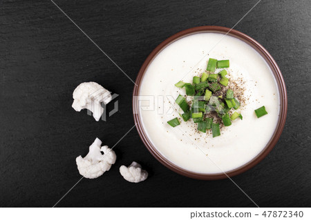 white cream soup in a plate white cream soup in a plate 47872340