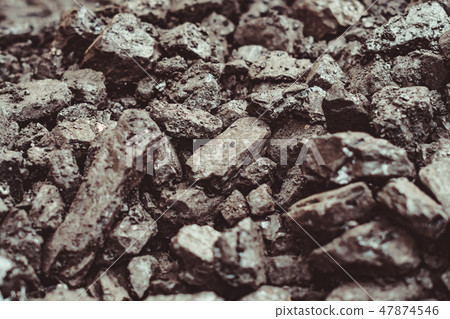 Heap of coal. place where coal stored for selling. 47874546