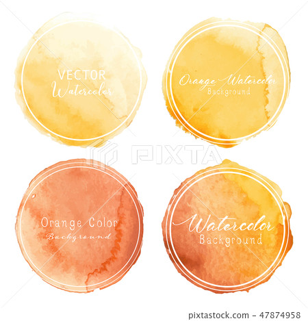 Orange watercolor circle set on white background.  47874958