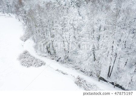 Aerial view of winter beautiful landscape Aerial view of winter beautiful landscape 47875197
