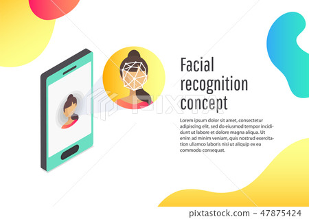 Face id of young woman. Detection of identity 47875424