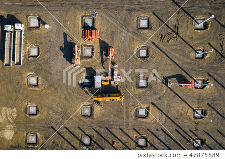 Aerial view. Construction site shot from above. Aerial view. Construction site shot from above. 47875889