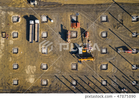 Aerial view. Construction site shot from above. Aerial view. Construction site shot from above. 47875890