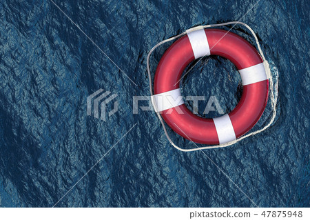 Lifebuoy in sea, 3D rendering Lifebuoy in sea, 3D rendering 47875948