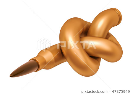 Knotted bullet, 3D rendering 47875949