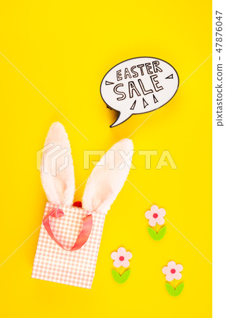 Creative Top view holiday Easter Sale Concept Creative Top view holiday Easter Sale Concept 47876047