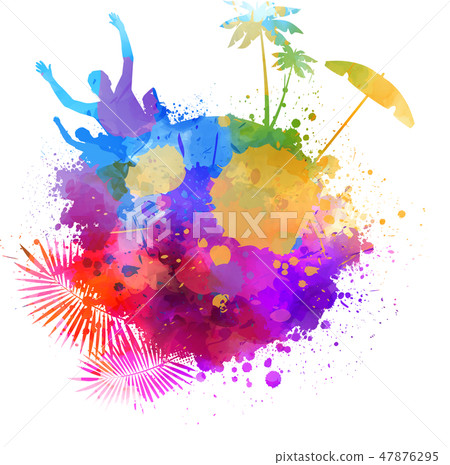 Summer travel watercolor background Summer travel watercolor background 47876295