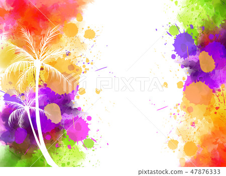 Abstract watercolor background with palm trees 47876333