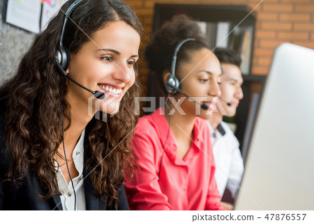 International call center team working at office 47876557