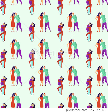 Seamless pattern with lovers b cartoons characters and girl 47877169