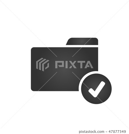 Folder Icon with checkmark in trendy flat style 47877349