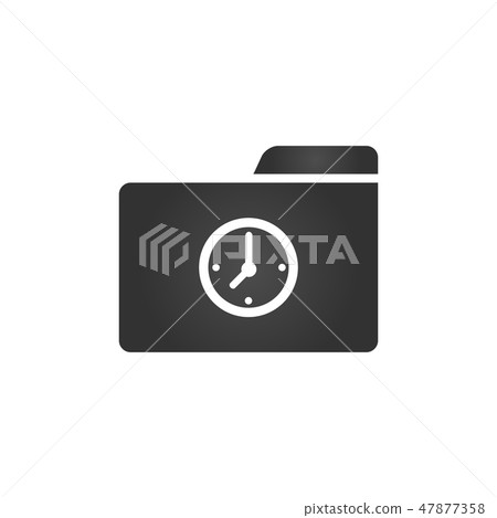 Folder Icon with clock icon in trendy flat style - Stock Illustration ...
