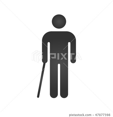 Man walking with cane line icon for web, Man walking with cane line icon for web, 47877398