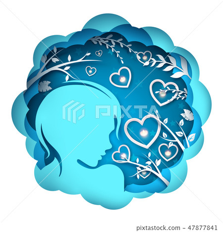 Beauty girl illustration. Cartoon paper landscape. Beauty girl illustration. Cartoon paper landscape. 47877841