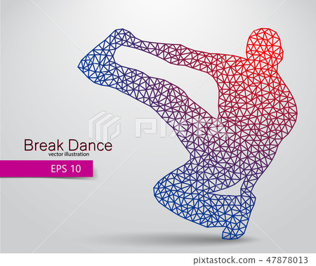 Silhouette of a break dancer from triangles. Silhouette of a break dancer from triangles. 47878013