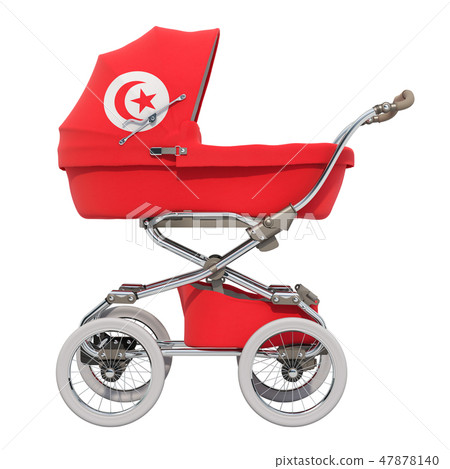 Baby stroller with Tunisian flag texture Baby stroller with Tunisian flag texture 47878140