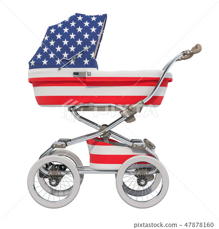 Baby stroller with American flag texture