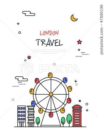 UK World Travel Line Illustration 47880196