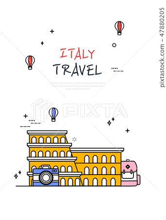 Italy World Travel Line Illustration Italy World Travel Line Illustration 47880205