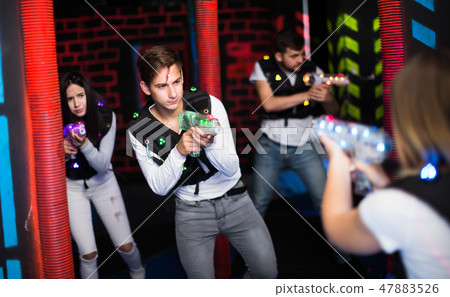 Young man on laser tag arena 47883526